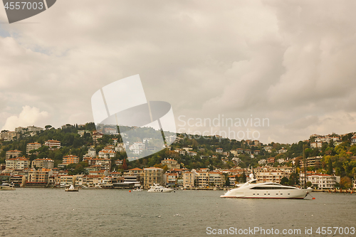 Image of Istanbul, Turkey - December 11, 2017: Panorama of Golden Horn Gulf and the Bosphorus in Istanbul,