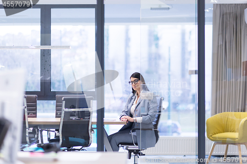 Image of Businesswoman using tablet