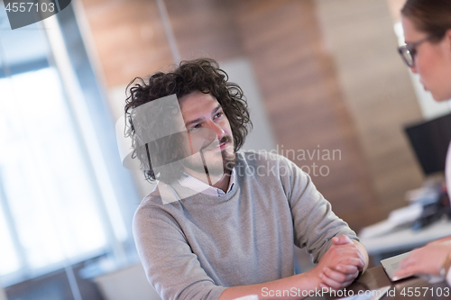 Image of startup Business team Working With laptop in creative office