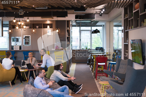 Image of startup Office Workers Playing computer games