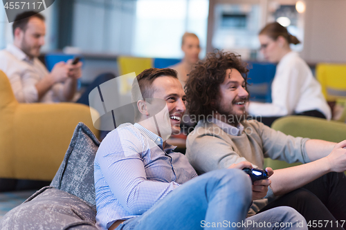 Image of startup Office Workers Playing computer games