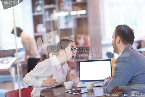 Image of startup Business team Working With laptop in creative office