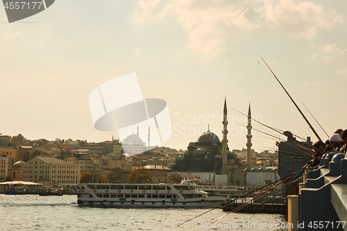 Image of Fishermen on the Galata Bridge in Istanbul