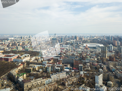 Image of Panoramic view of the city, modern houses and stadium and the National Sports Complex Olympic 