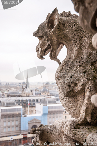 Image of Gargoyle at ledge wall in church