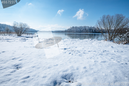 Image of Lake Osterseen Bavaria Germany winter scenery