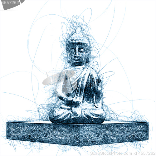 Image of buddha statue ballpoint pen doodle