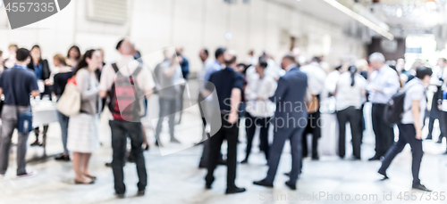 Image of Blured image of businesspeople at coffee break at conference meeting.