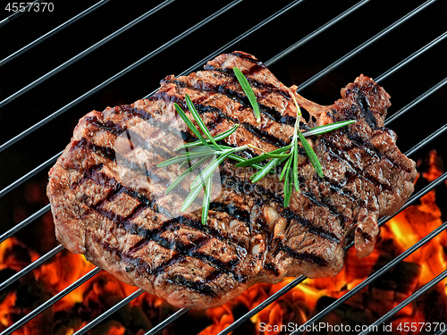 Image of beef steak meat on grill