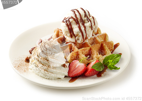 Image of belgian waffle dessert