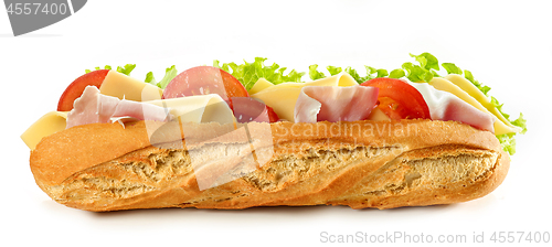 Image of Baguette sandwich isolated on white background