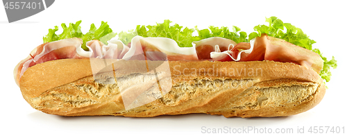 Image of Baguette sandwich isolated on white background