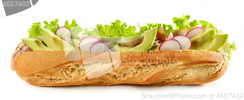 Image of Baguette sandwich isolated on white background