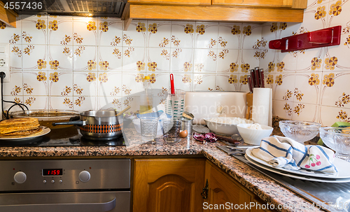 Image of Messy kitchen in domestic household