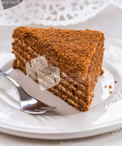 Image of Chocolate and honey layer cake