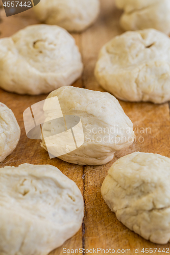 Image of Fresh raw yeast dough buns 