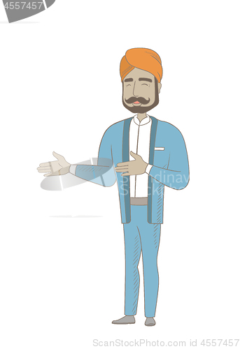 Image of Hindu happy businessman gesturing.