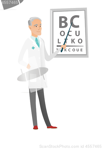 Image of Caucasian ophthalmologist holding eyeglasses.