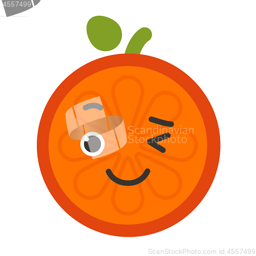 Image of Emoji - winking orange with happy smile. Isolated vector.