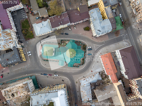 Image of Top view of the church of St. Nicholas Pritisk district of Podol. Kiev, Ukraine