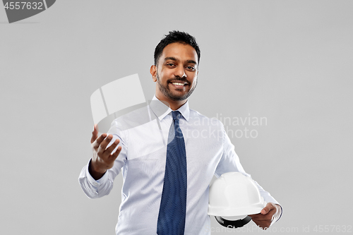 Image of indian architect or businessman with helmet