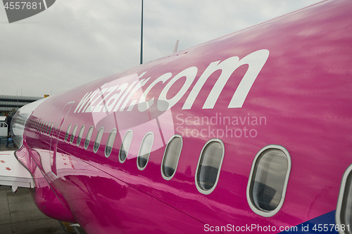 Image of Airliner fuselage close up