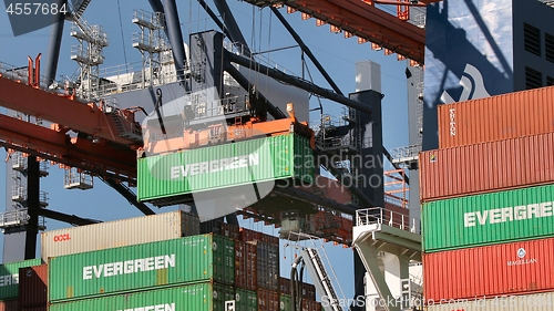 Image of Loading containers on a ship