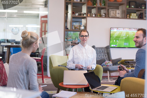 Image of Startup Business Team At A Meeting at modern office building