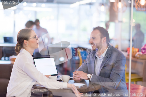 Image of startup Business team Working With laptop in creative office