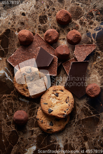 Image of Chocolate chip cookies and chocolates