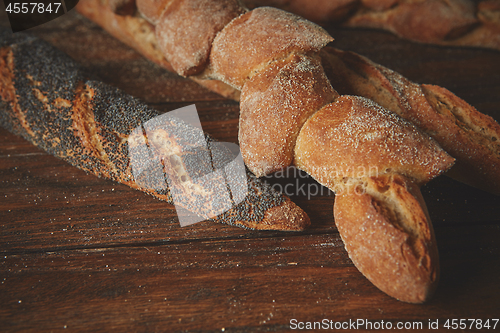 Image of Baguette on a wooden table