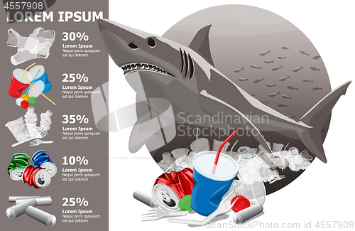 Image of Environment Pollution Illustration And Shark