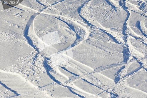 Image of Ski Slope with Fresh Curves