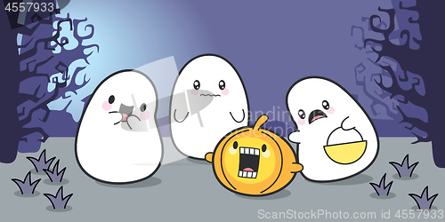 Image of Cute Ghosts Celebrating Halloween