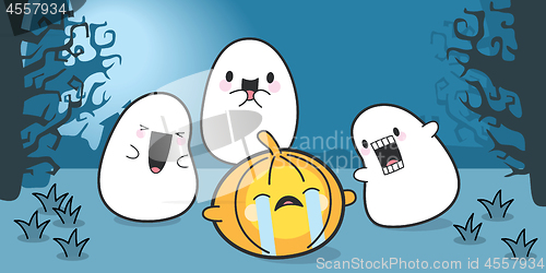 Image of Cute Ghosts Celebrating Halloween