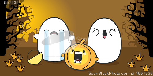 Image of Cute Ghosts Celebrating Halloween