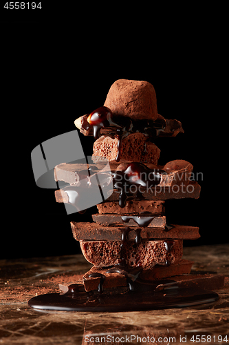 Image of Heap of broken pieces chocolate