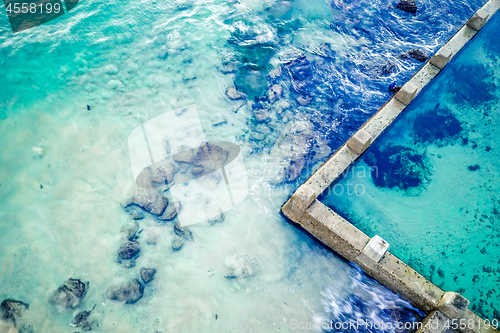 Image of Aerial abstract of ocean and rock pool