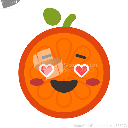 Image of Emoji - orange in love with happy smile. Isolated vector.