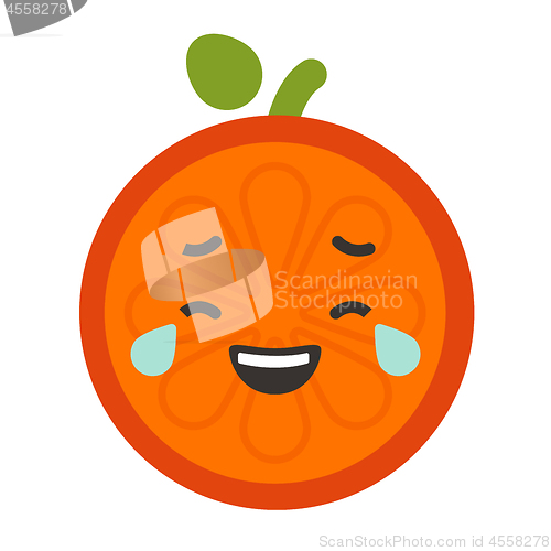 Image of Emoji - laughing with tears orange smile. Isolated vector.