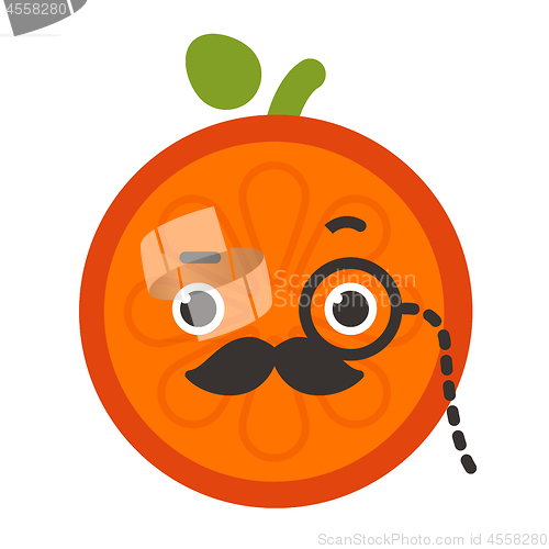 Image of Emoji - gentleman orange smile with mustache and monocle. Isolated vector.