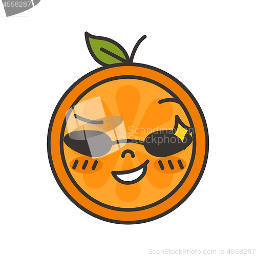 Image of Emoji - cool orange with sunglasses. Isolated vector.