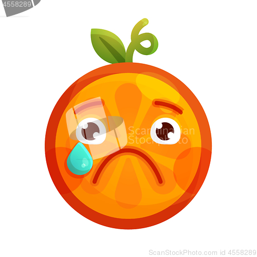 Image of Emoji - tears crying orange. Isolated vector.