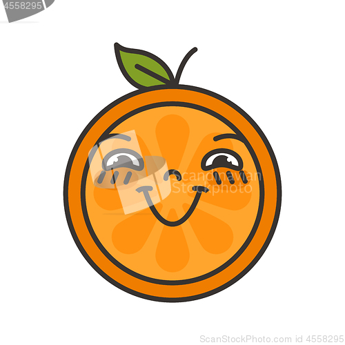 Image of Emoji - enjoy orange with happy smile. Isolated vector.