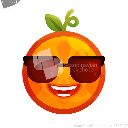 Image of Emoji - cool orange with sunglasses. Isolated vector.