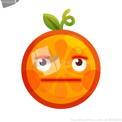 Image of Emoji - no words straight orange smile. Isolated vector.