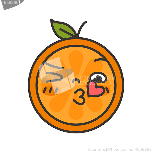 Image of Emoji - kiss orange smile. Isolated vector.