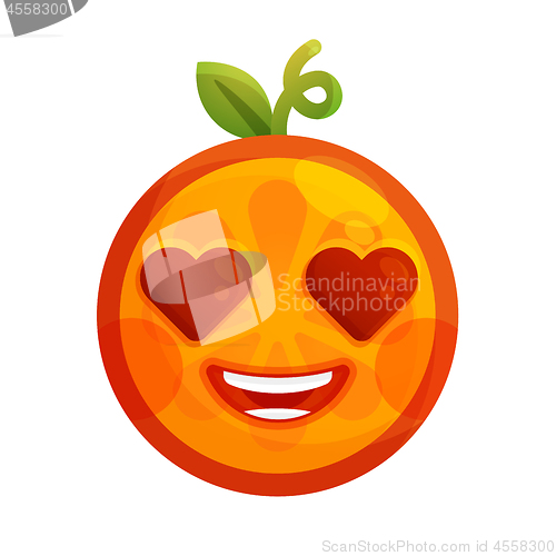 Image of Emoji - orange in love with happy smile. Isolated vector.