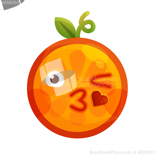 Image of Emoji - kiss orange smile. Isolated vector.