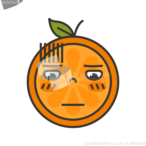 Image of Emoji - no words straight orange smile. Isolated vector.